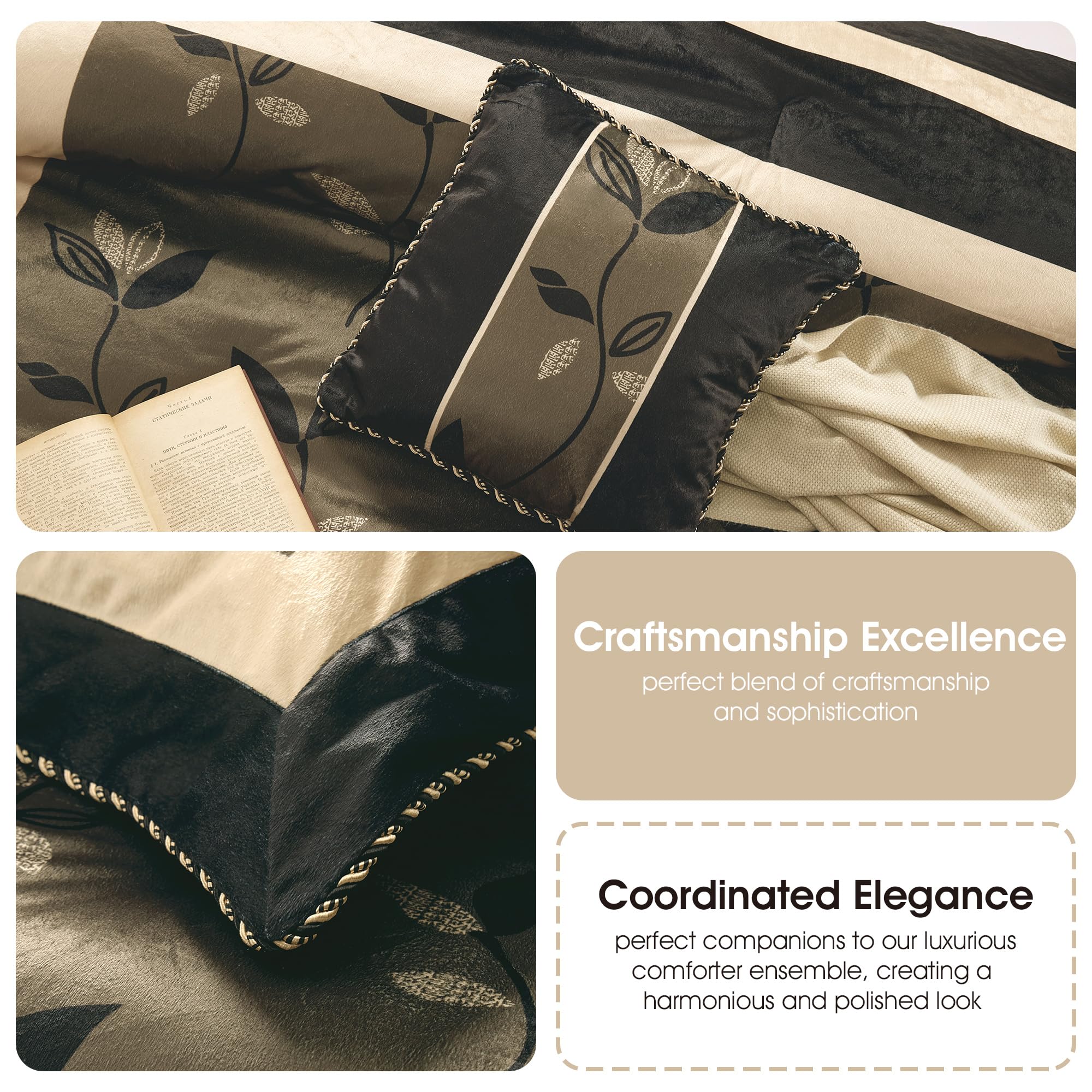 Bronze Leaves Comforter Set - California King 7 Piece