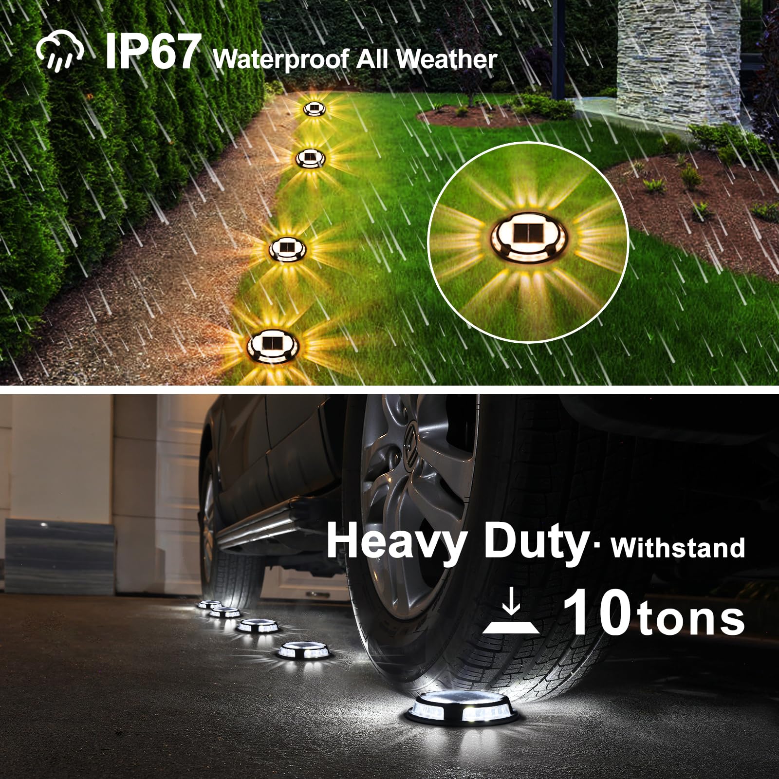 Solar Driveway Lights Deck Lights Dock Marine Lights,12 Pack Solar Ground Lights