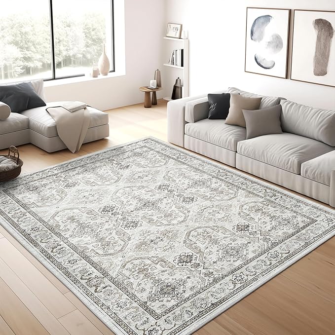 8x10 Area Rugs, Washable Rugs, Large Stain Resistant Area Rug for Living Room Bedroom Dining Room