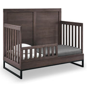 S Kids Foundry 6-in-1 Convertible Baby Crib, Rustic Grey with Matte Black