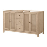 Lucca 60 Inch Bathroom Vanity Double Sink - Freestanding Cabinet Without Top - Wood Bathroom Vanity