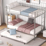 Triple Bunk Beds, Twin Over Full Bunk Bed with Trundle,Sturdy Steel Bunk Beds Frame for 3 Kids/Teens