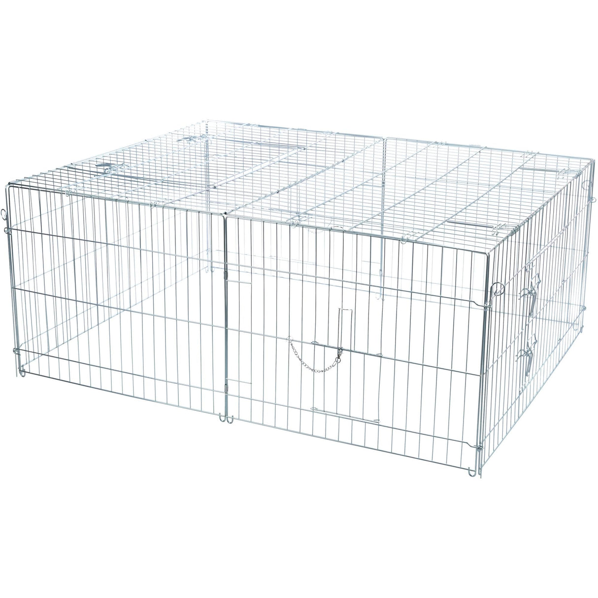 Enclosed Outdoor Run- 34 cu. ft., Galvanized Metal Cage, Portable Pen for Rabbits or Guinea Pigs