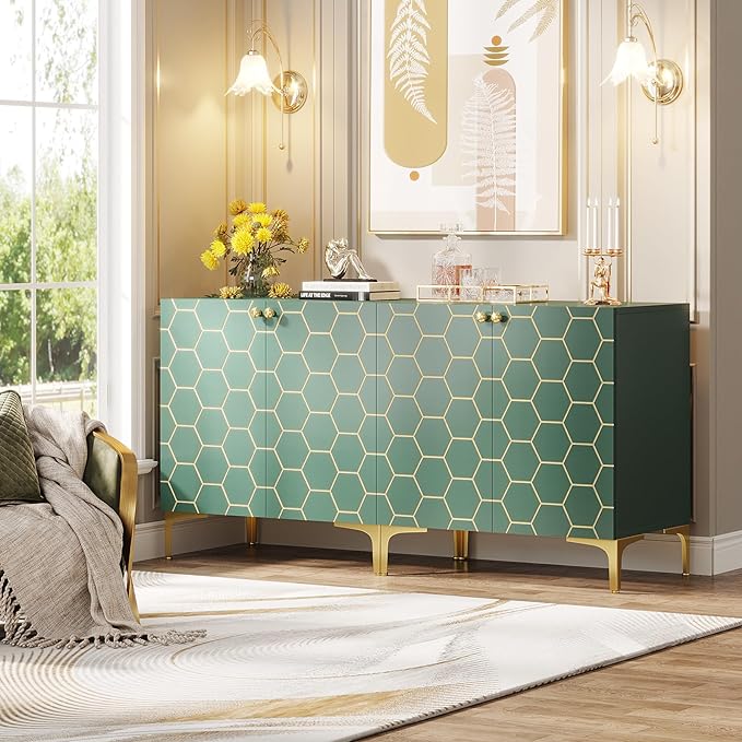 63" Modern Buffet Sideboard Set of 2, Buffet Storage Cabinet with Doors