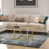 43" Wide Square Coffee Table in Brass, Modern coffee tables for living room,