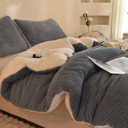 3D Jacquard Design Comforter Set, Ultra-Soft Warm Queen Size Sherpa Fur Plush 3-Pieces Sets