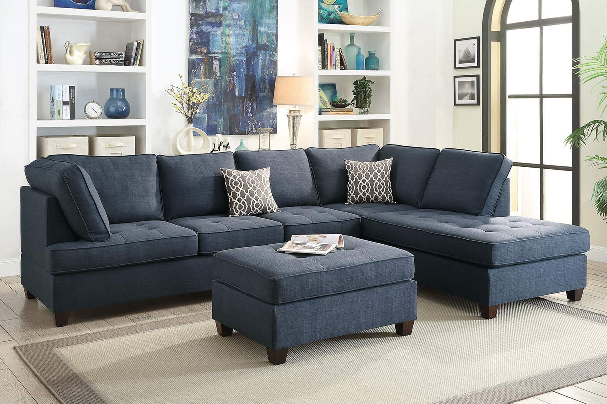 PDEX-F6989 2-Pcs Sectional Sofa, Blue