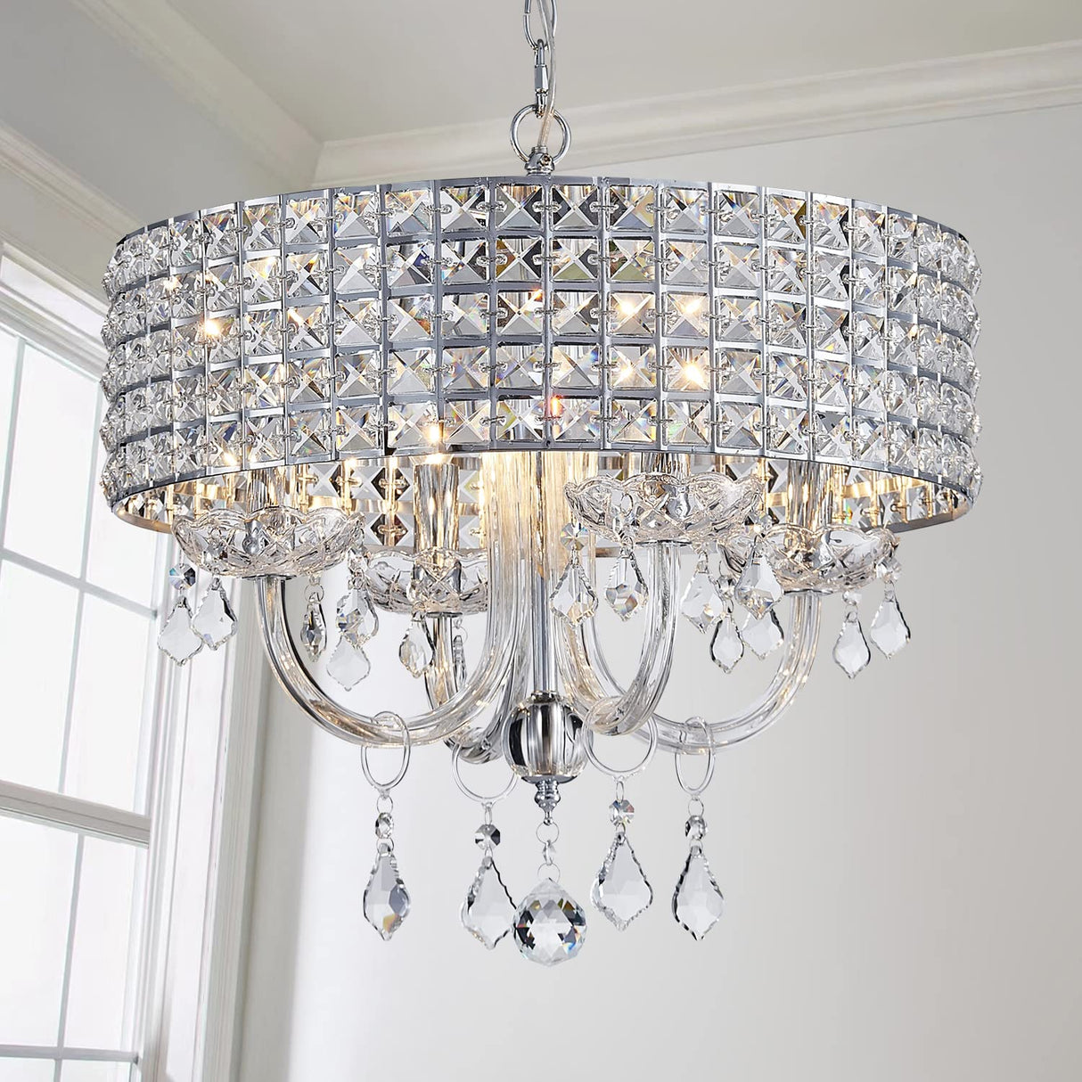 Mossi 4-Lights K9 Crystal Chandelier Modern Chandelier Light Fixture, Crystal Pendant