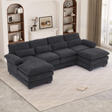 U Shape Sectional Sofa Cloud Couch for Living Room, Modern Chenille Comfy Modular Sofa,