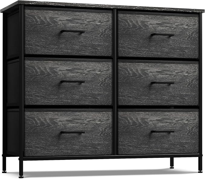 Dresser with 6 Faux Wood Drawers - Chest Organizer Unit with Steel Frame 9