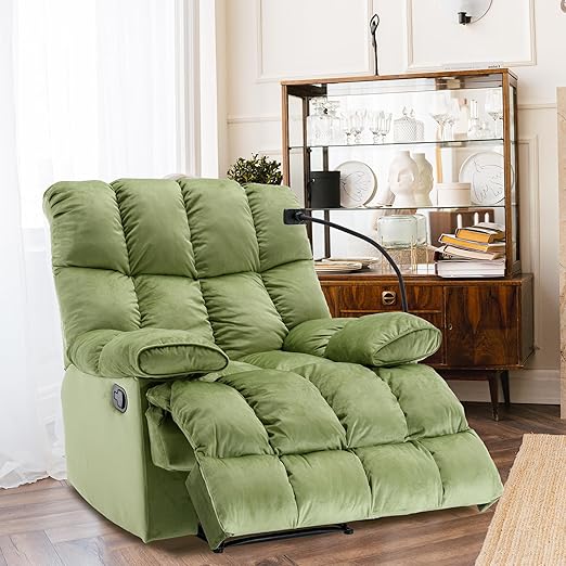 MaxiPlush Oversized Velvet Recliner Chair – Big & Tall Manual Recliner