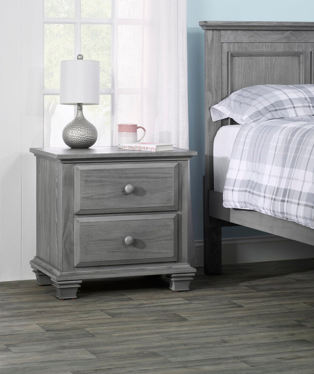 Kenilworth 2 Drawer Nightstand, Graphite Gray