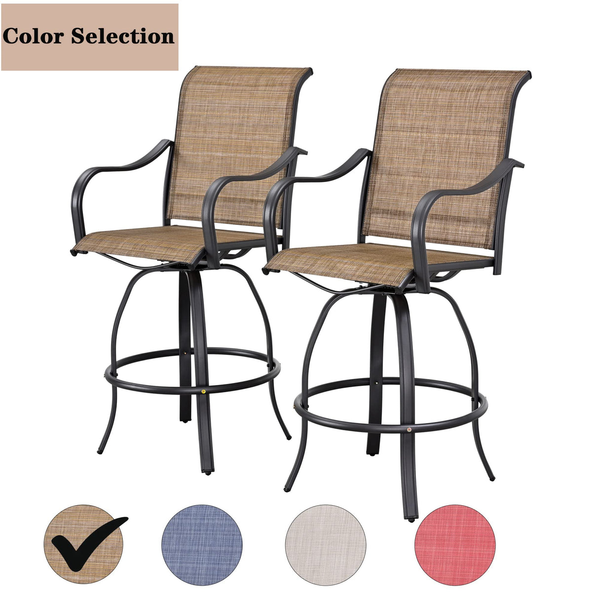 Patio Bar High Swivel Stools 2 Tall 1 Height Outdoor Bistro Table