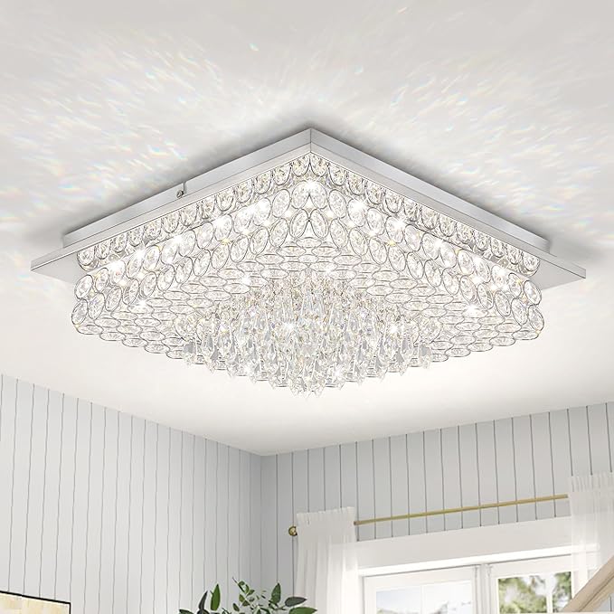 Light, Crystal Ceiling Light LED Chandelier for Bedroom Flush Mount Light Fixture Hallway