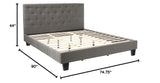 Furniture of America Roy Fabric Platform Bed with Button Tufted Headboard Design, California King, Gray