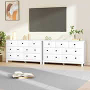 White Dresser for Bedroom, 7 Drawer Dresser & Chest of Drawer with Black Handle