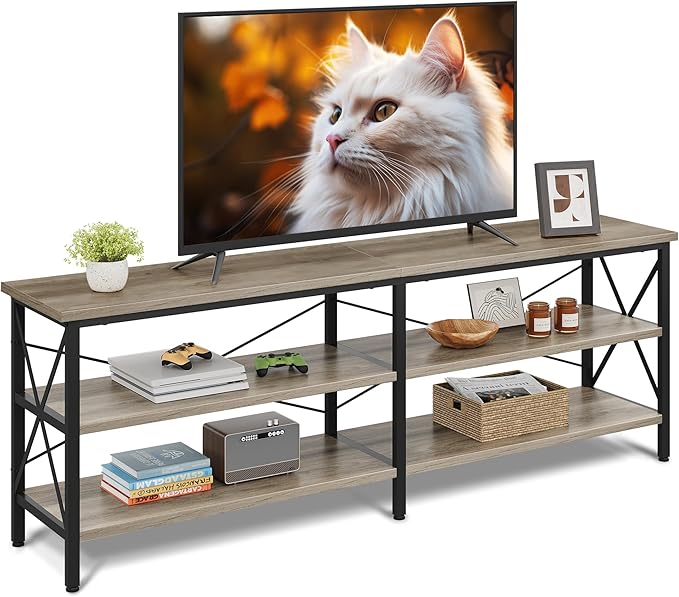 Stand up to 70 Inch TV, 63" Entertainment Center, TV Media Console with 3-Tier Storage