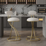 Modern Bar Stools Set of 2,Stools for Kitchen Counter with Velvet Cushion and Metal Legs