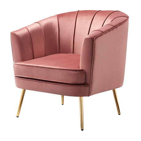 HOMES: Inside + Out McCance Mid-Century Velvet Upholstered Accent Chair for ‎Living Room, Bedroom, Vintage Rose