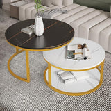 Nesting Coffee Table Set of 2,Round Coffee Tables Modern Circle Table