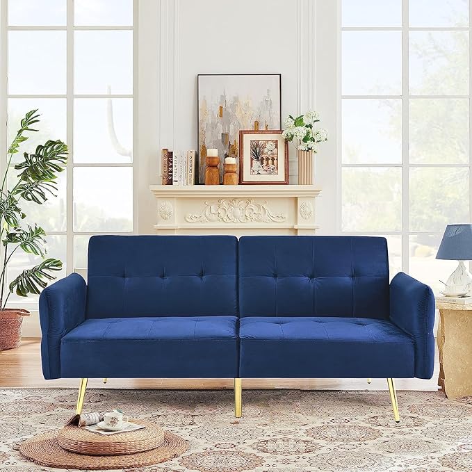 Convertible Futon Sofa Bed, Memory Foam Futon Couch Sleeper Sofa