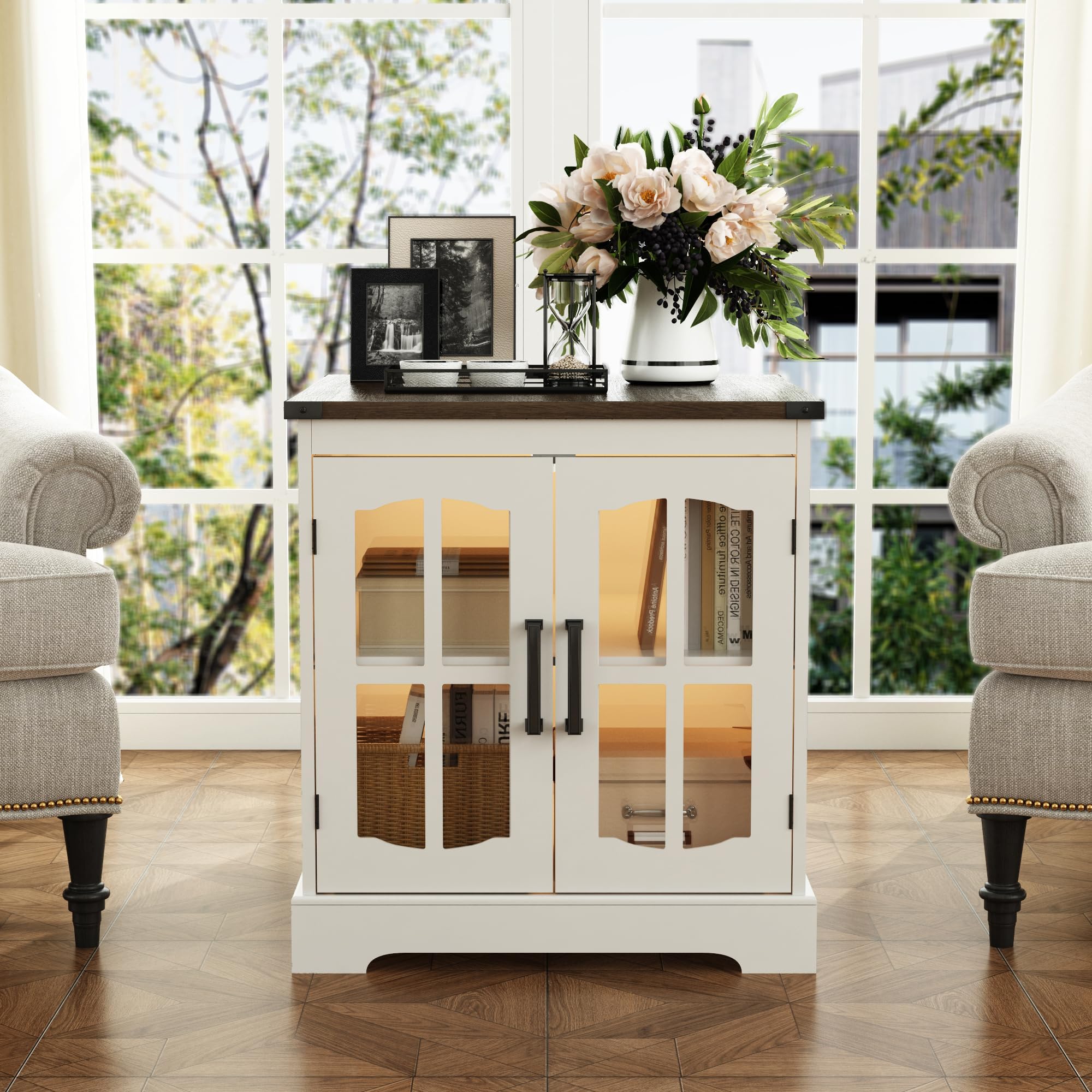 Farmhouse End Table, 24" Large Sofa Side Table