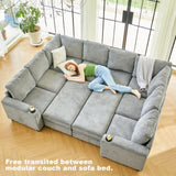 Sectional Sofa L Shaped Sectional Couch with Storage Ottoman Convertible