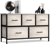Dresser with 5 Faux Wood Drawers - Storage Unit Organizer Chest for Clothes