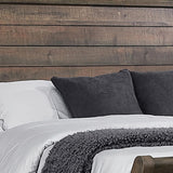 BM302809 Que Wood Queen Size Bed with Curved Plank Sleigh Design Rustic Brown