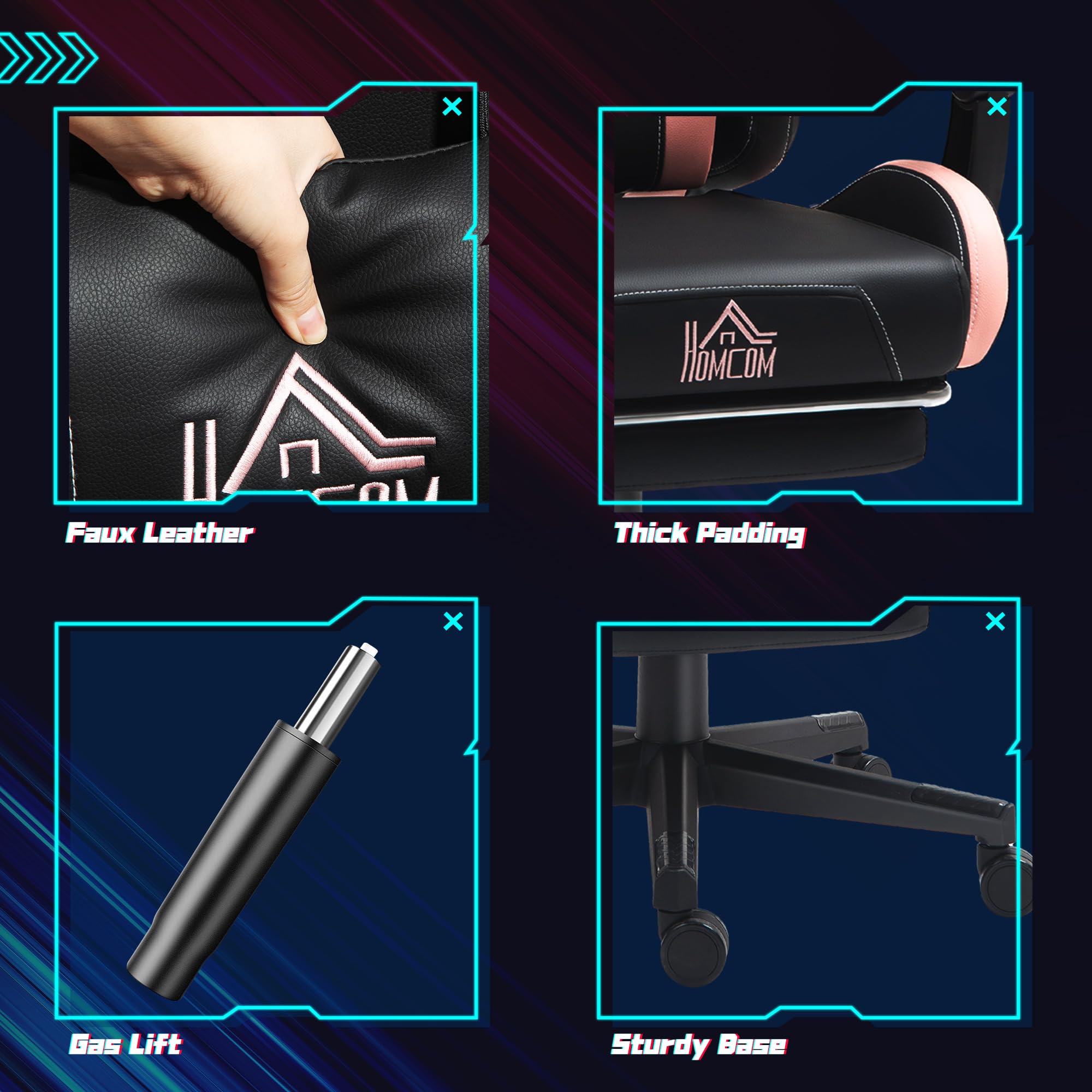 Racing Gaming Chair with Cat Ears - Reclining Computer Chair with Footrest