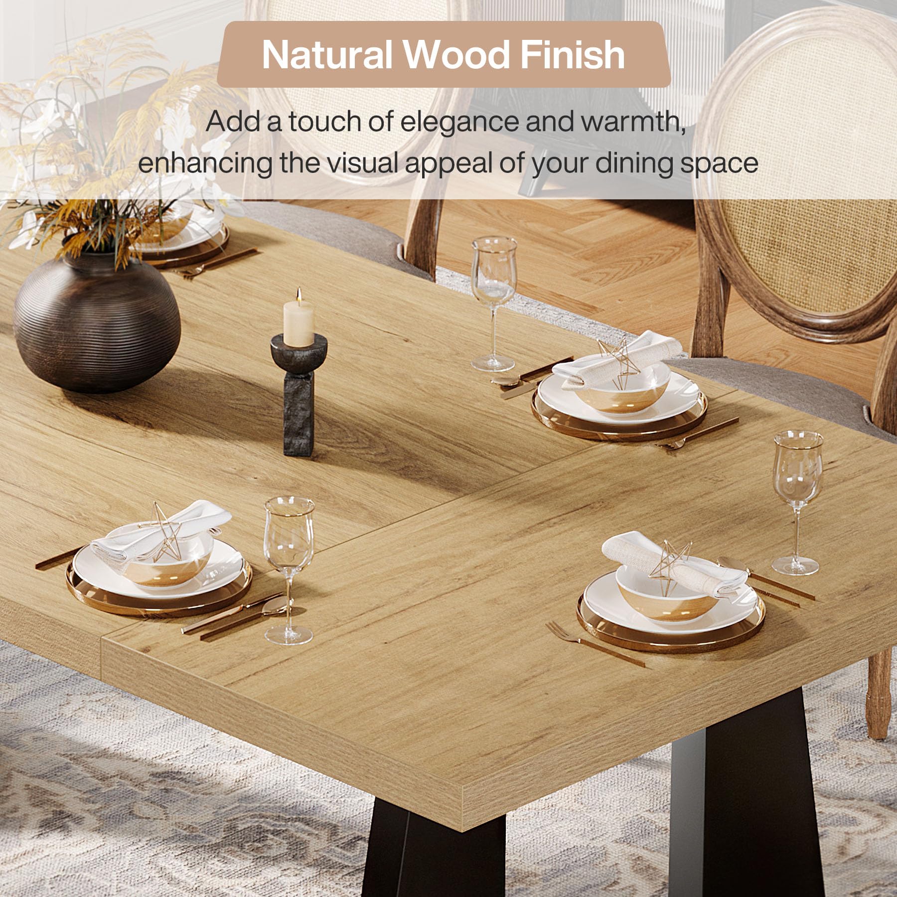 70.9-Inch Rustic Farmhouse Dining Table for 6-8 People