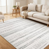 Area Rug Living Room Rugs - 9x12 Washable Boho Farmhouse Bohemian Neutral Large