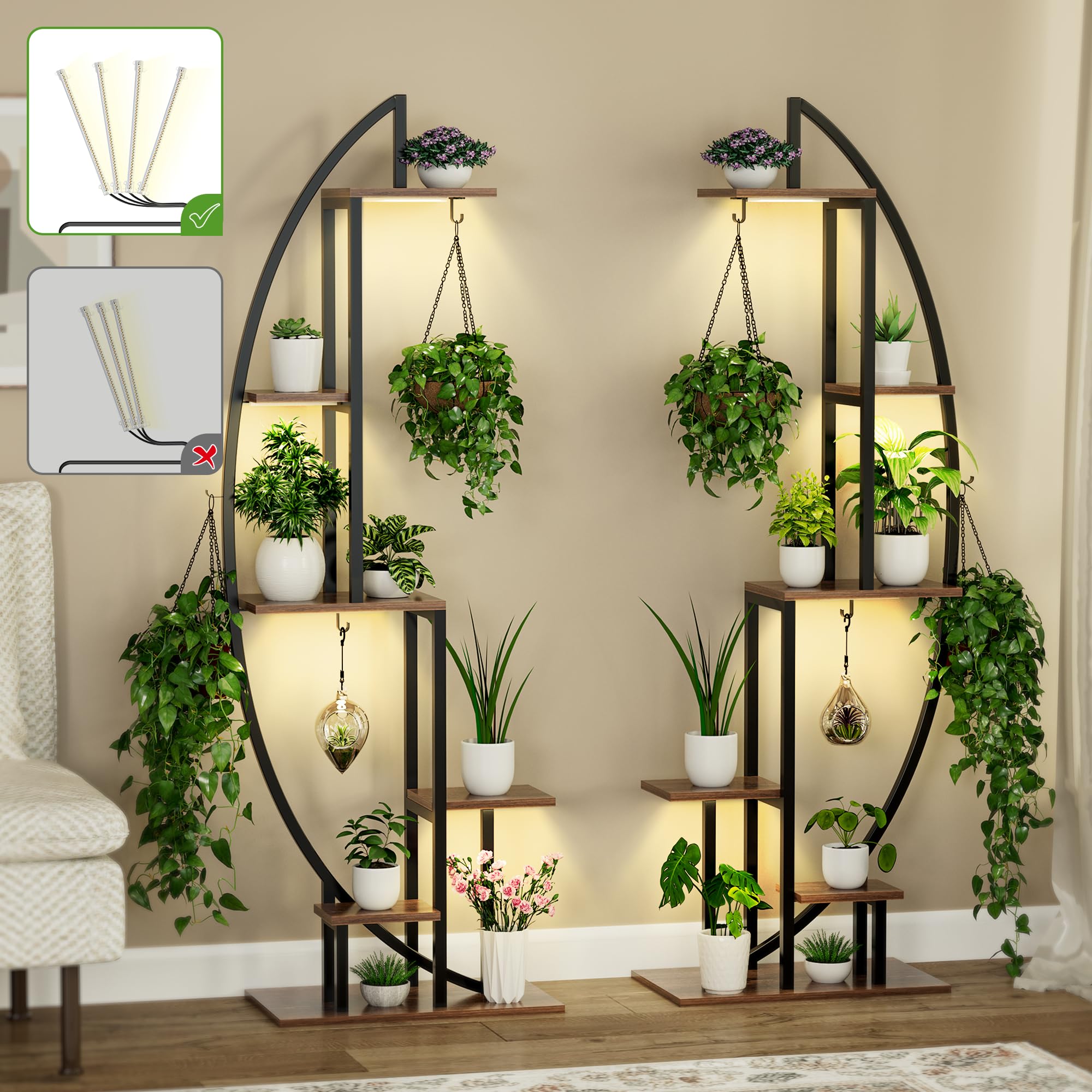 Plant Stand Indoor With Grow Lights - 6 Tiered Plant shelf for Indoor Plants Multiple