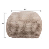 Square Wool Beige Pouf