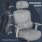 Office Chair, Ergonomic Desk Chair with Adjustable Lumbar Support, 3D Armrest, Headrest,