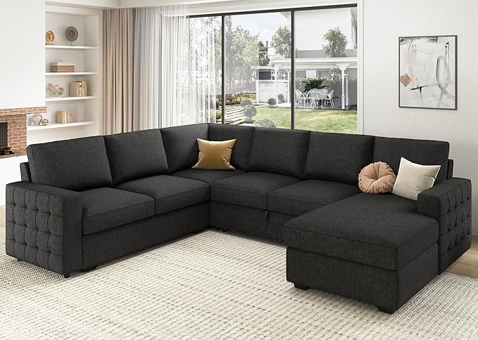 Sectional Sleeper Sofa Pull Out Bed with Storage Chaise, Velvet Sleeper Sectional Couch Pull-Out Bed U