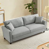 85 Inches Mid-Century Modern Couch 3 Seater Sofa with 2 Throw Pillows,