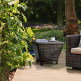 Outdoor Side Table with Storage, 13-Gallon Storage Box Outdoor Wicker Side Table