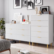 White 6 Drawer Dresser for Bedroom, 56” Wide Wood Dresser