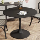 Modern Round, 31.5'' Tulip MDF Top & Metal Pedestal Base for Dining Living Room Cafe,