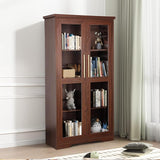 67” Tall Storage Cabinet with Tempered Glass Doors, Display Cabinet with Adjustable