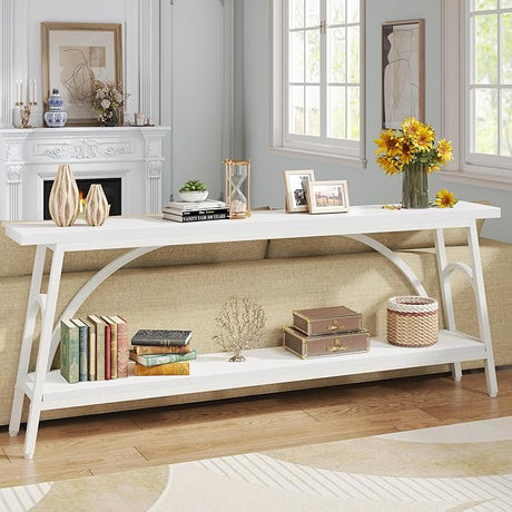 Extra Long Sofa Tables, 70.8”Console Table for Entryway, Wood Console Table 2 Tier TV Stand,