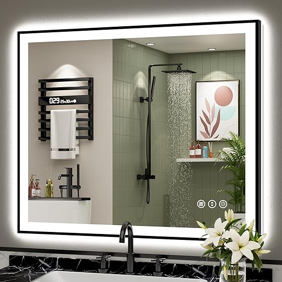 Mirror for Bathroom with Front and Backlit, Anti-Fog LED Bathroom Mirror