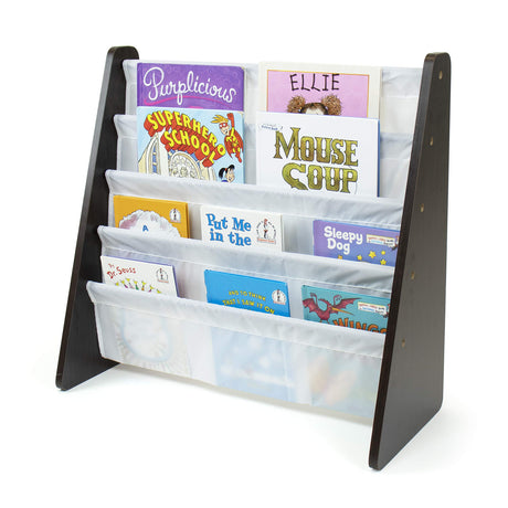 Espresso/White Kids Book Rack Storage Bookshelf, 4 Tiers