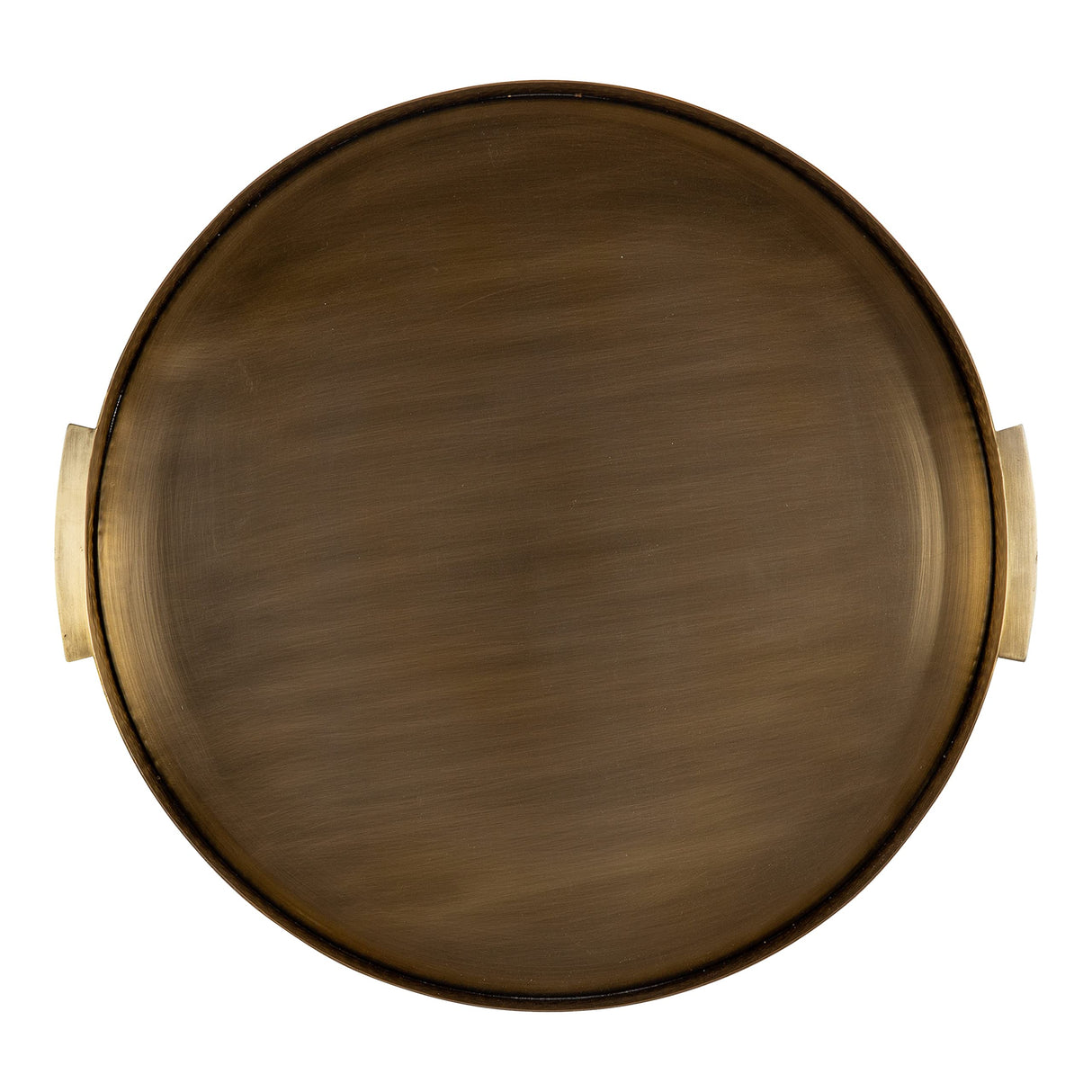 Samana Modern Glam Round Metal Tray, 17 Inch Diameter, Antique Brass