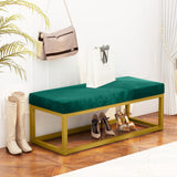 Upholstered Ottoman Bench Velvet Shoe Entryway Bedroom Bench, Modern Foot Rest