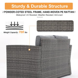 Outdoor Wicker Loveseat Sofa, Patio Furniture Rattan 2-seat Couch