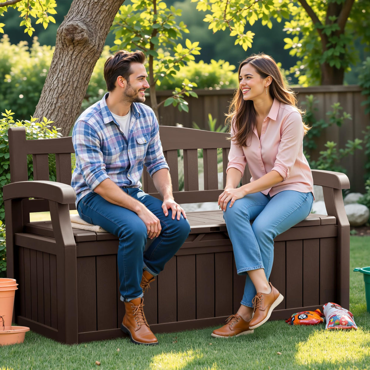 80 Gallon Storage Bench Outdoor Indoor, Durable All-Weather Seating with Hidden Storage