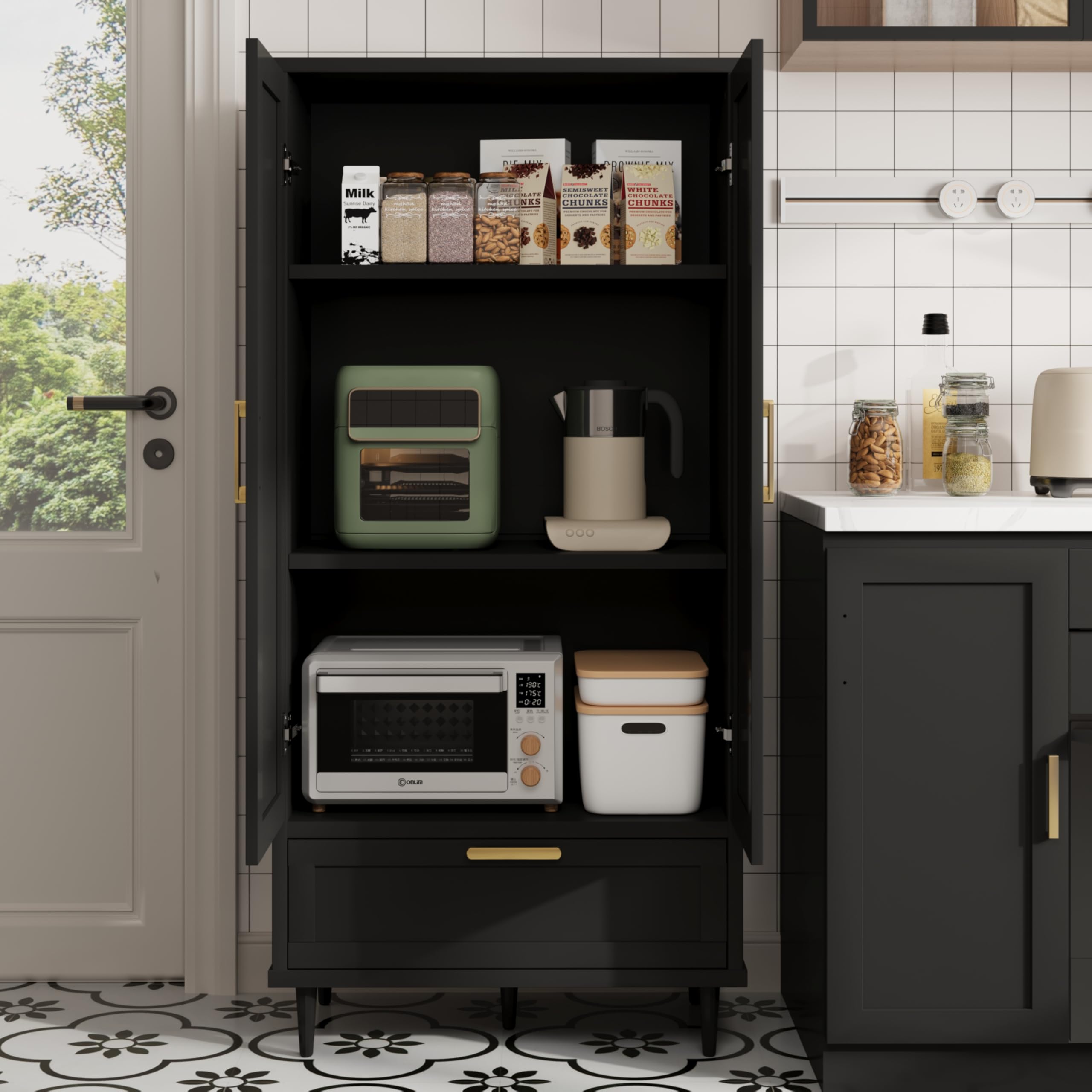 Pantry Storage Cabinet, Kitchen Pantry Storage Cabinet with Drawer