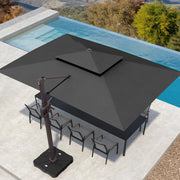 10' X 13' Patio Umbrella Outdoor Large Rectangle Cantilever Umbrellas Double Top Heavy